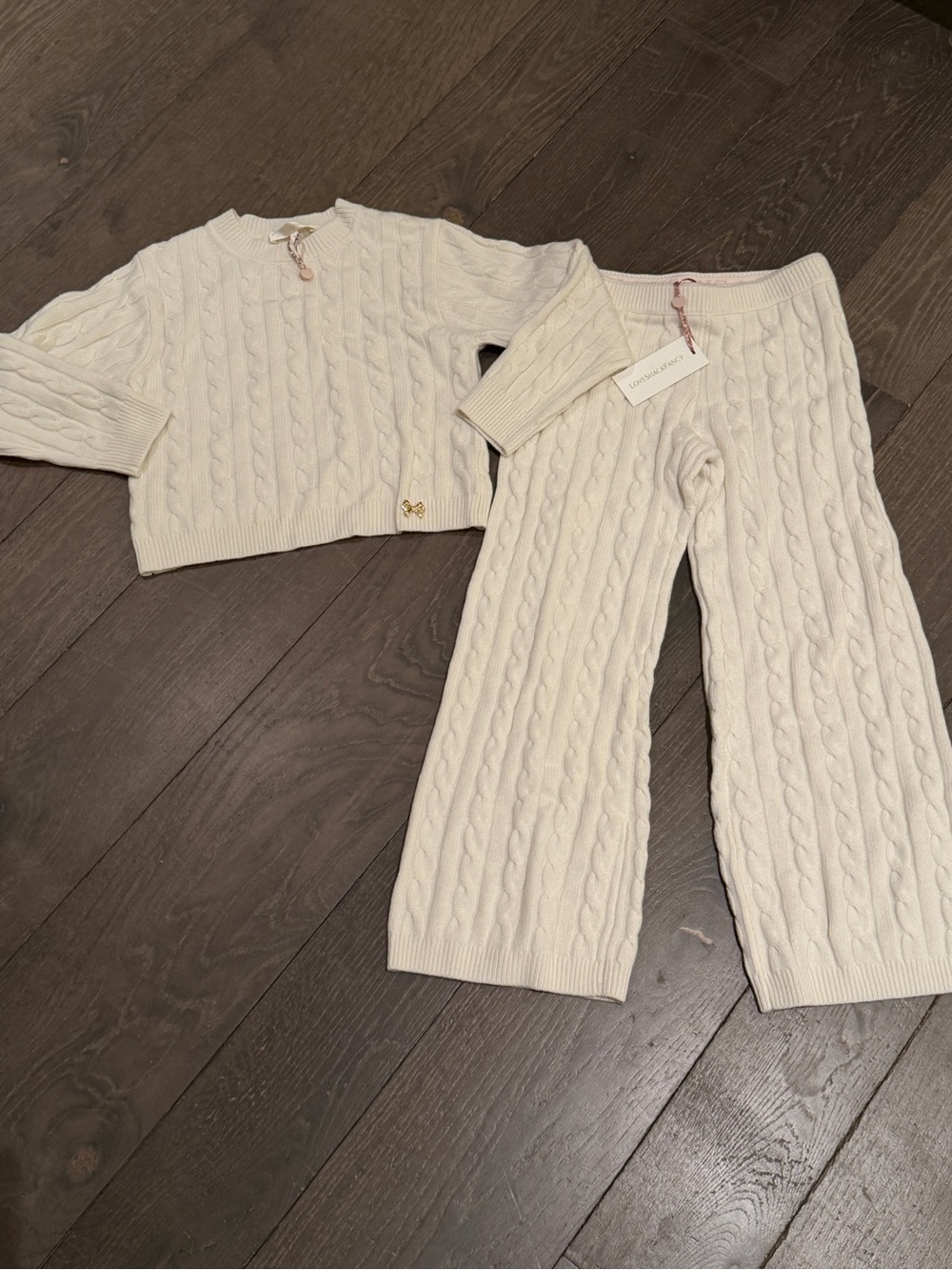 LoveShackFancy Cream Cable-Knit Kids Girls Set NEW